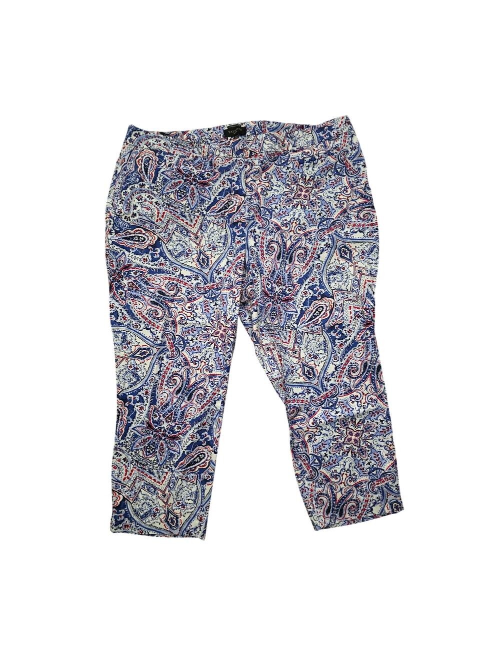Talbots The Perfect Crop Red White Blue Paisley Pants Size 20W